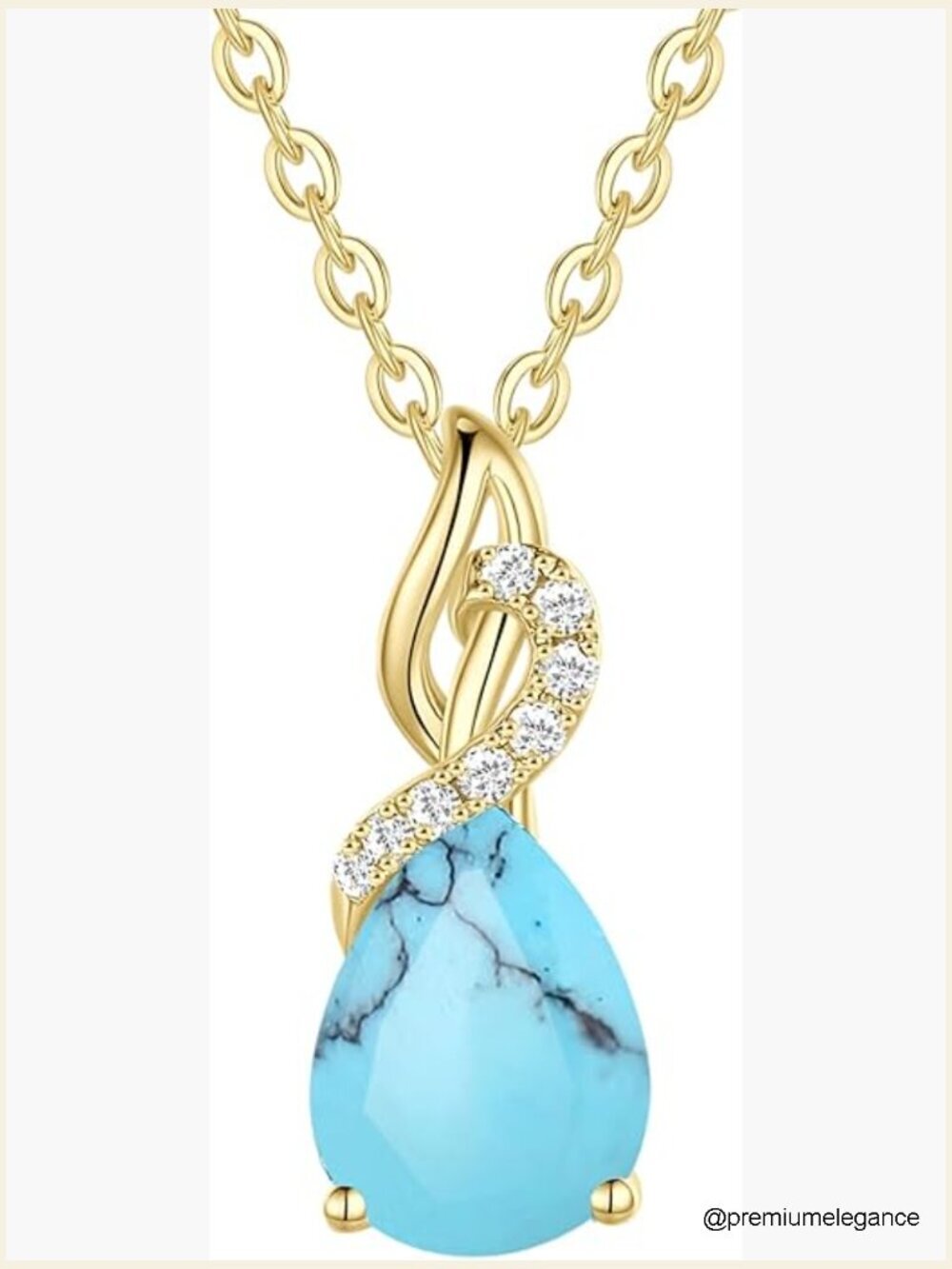 14k Yellow Gold Teardrop Diamond Birthstone Pendant Necklace 16"+2"